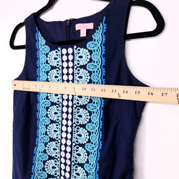 Lilly Pulitzer Sheath Dress Size 0 Embroidered Front Fully Lined Sleeveless - Picture 8 of 16